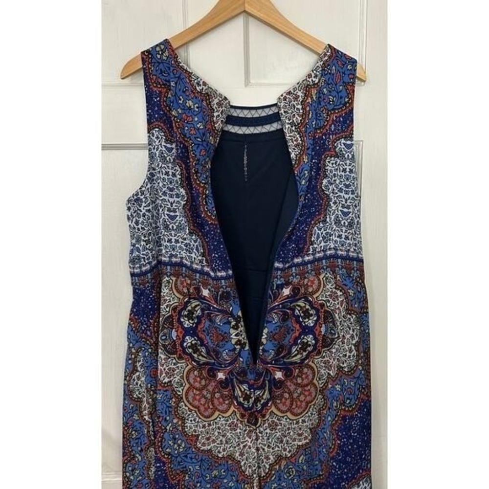 Bohemian Maxi Dress Sleeveless Floral Multicolor Blue Grecian 18W Studio One‎ - Picture 5 of 7